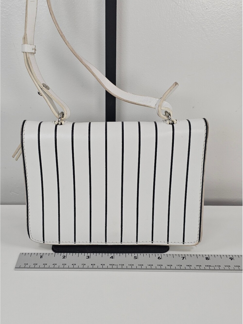 Zara Woman Leather Black Striped Crossbody